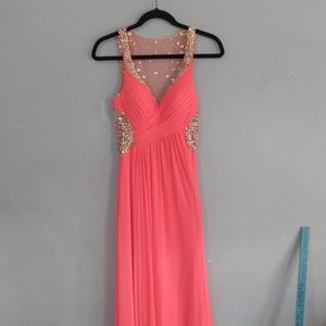 JVN by Jovani Coral & Sequin Prom Dress w/ Shaw Size 2
